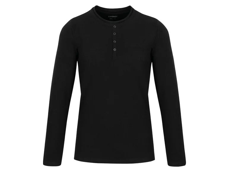 LIVERGY® Pánske tričko s dlhým rukávom (XL, čierna)