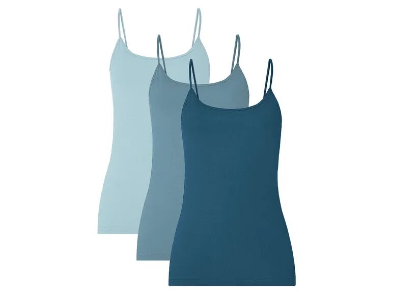 ESMARA® Dámsky bavlnený top s úzkymi ramienkami, 3 kusy (XS (32/34), modrá)