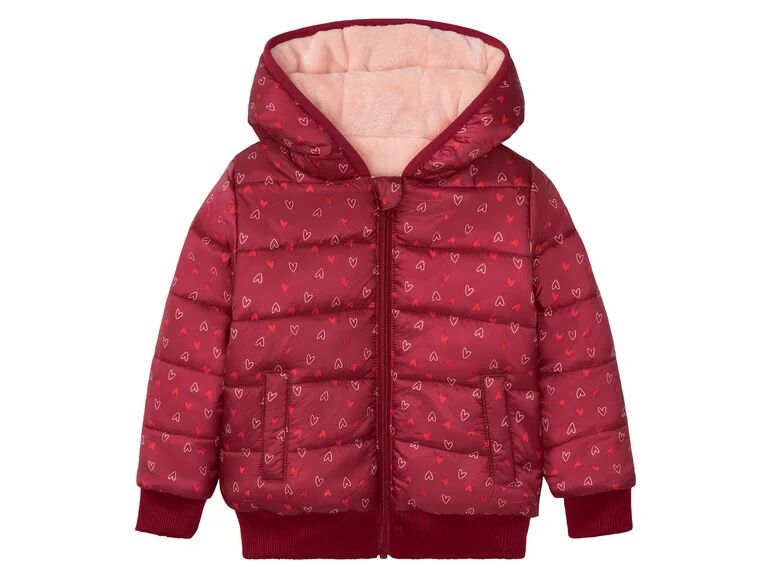 LUPILU® Dievčenská obojstranná prešívaná bunda (110, vzor/červená/bledoružová)