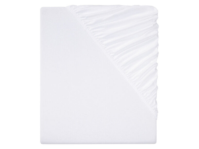Livarno Home Napínacia bavlnená plachta z biobavlny, 90 – 100 x 200 cm (biela)