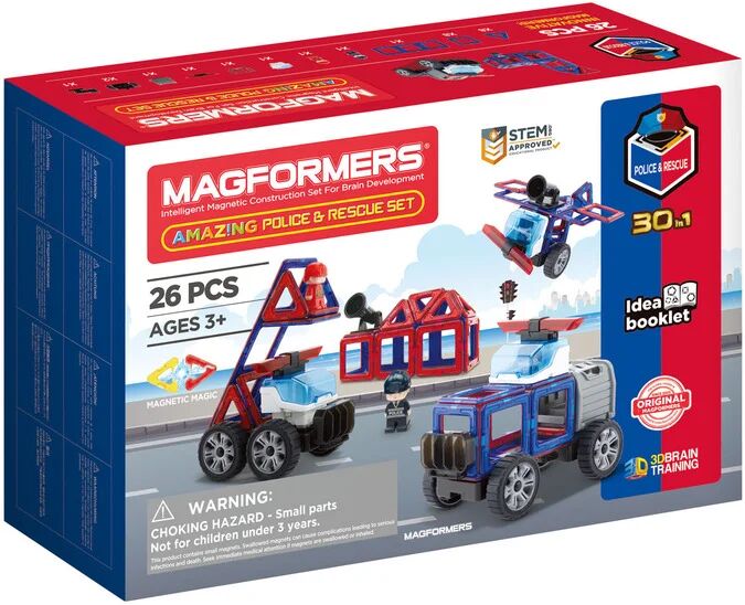 Magformers Magnetická stavebnica Amazing Police und Rescue, 26-dielna súprava