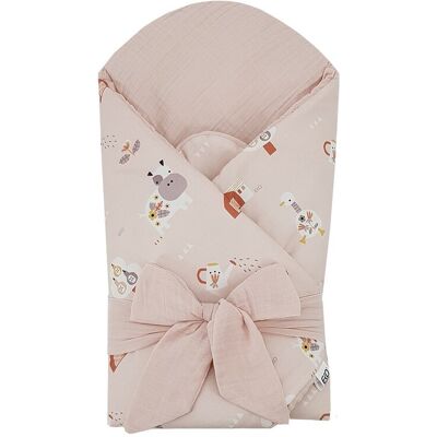 EKO Zavinovačka mušelínová s kokosovou vyberateľnou vložkou My farm Muselin Powder pink 75x75 cm EKO Zavinovačka mušelínová s kokosovou vyberateľnou vložkou My farm Muselin Powder pink 75x75 cm