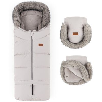 PETITE&MARS Set zimný fusak Arctic 4v1 + rukavice na kočík Furry Champagne Shower PETITE&MARS Set zimný fusak Arctic 4v1 + rukavice na kočík Furry Champagne Shower