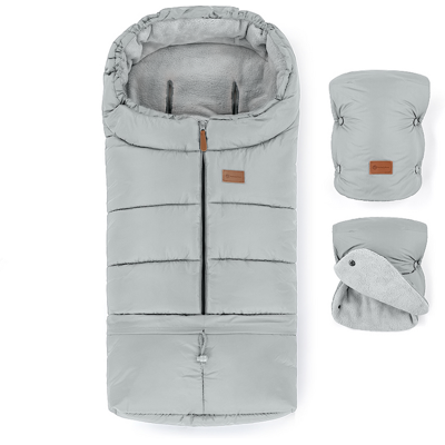 PETITE&MARS Set zimný fusak Jibot 3v1 + rukavice na kočík Jasie Quiet Grey PETITE&MARS Set zimný fusak Jibot 3v1 + rukavice na kočík Jasie Quiet Grey