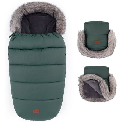 PETITE&MARS Set zimný fusak Comfy 4v1 + rukavice na kočík Furry Veritable Khaki PETITE&MARS Set zimný fusak Comfy 4v1 + rukavice na kočík Furry Veritable Khaki