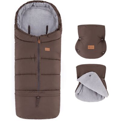 PETITE&MARS Set zimný fusak Jibot 3v1 + rukavice na kočík Jasie Dark Walnut PETITE&MARS Set zimný fusak Jibot 3v1 + rukavice na kočík Jasie Dark Walnut