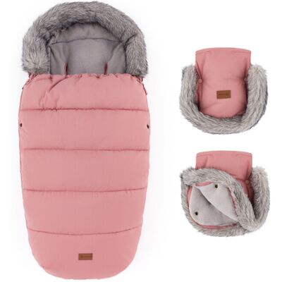 PETITE&MARS Set zimný fusak Comfy 4v1 + rukavice na kočík Furry Old Rose PETITE&MARS Set zimný fusak Comfy 4v1 + rukavice na kočík Furry Old Rose
