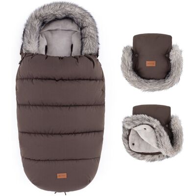 PETITE&MARS Set zimný fusak Comfy 4v1 + rukavice na kočík Furry Rich Brown PETITE&MARS Set zimný fusak Comfy 4v1 + rukavice na kočík Furry Rich Brown