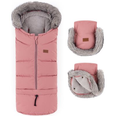 PETITE&MARS Set zimný fusak Arctic 4v1 + rukavice na kočík Furry Old Rose PETITE&MARS Set zimný fusak Arctic 4v1 + rukavice na kočík Furry Old Rose
