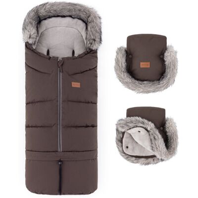 PETITE&MARS Set zimný fusak Arctic 4v1 + rukavice na kočík Furry Rich Brown PETITE&MARS Set zimný fusak Arctic 4v1 + rukavice na kočík Furry Rich Brown