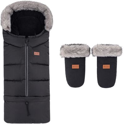 PETITE&MARS Set zimný fusak Arctic 4v1 + rukavice na kočík Fjora Forever Black PETITE&MARS Set zimný fusak Arctic 4v1 + rukavice na kočík Fjora Forever Black