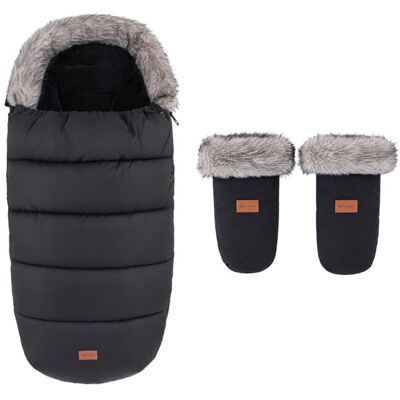 PETITE&MARS Set zimný fusak Comfy 4v1 + rukavice na kočík Fjora Forever Black PETITE&MARS Set zimný fusak Comfy 4v1 + rukavice na kočík Fjora Forever Black