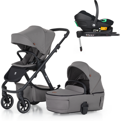 PETITE&MARS Kočík kombinovaný ICON 2v1 Dove Grey LITE RWS + Core Pro i-Size Black Grey + Báza PETITE&MARS Kočík kombinovaný ICON 2v1 Dove Grey LITE RWS + Core Pro i-Size Black Grey + Báza
