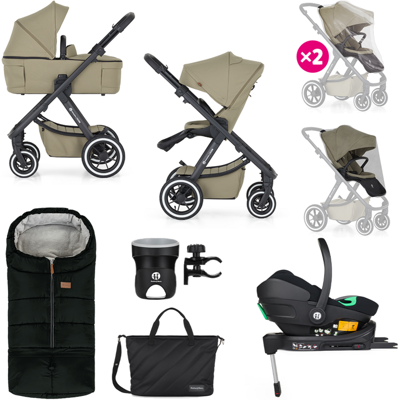 PETITE&MARS Kočík kombinovaný ICON 2v1 Mossy Green XXL AIR + Core Pro i-Size Black Grey + Báza PETITE&MARS Kočík kombinovaný ICON 2v1 Mossy Green XXL AIR + Core Pro i-Size Black Grey + Báza
