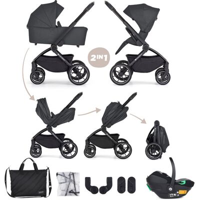 PETITE&MARS Kočík kombinovaný SCOUT 3v1 Anthracite Moon s Core Pro i-Size Black Grey PETITE&MARS Kočík kombinovaný SCOUT 3v1 Anthracite Moon s Core Pro i-Size Black Grey