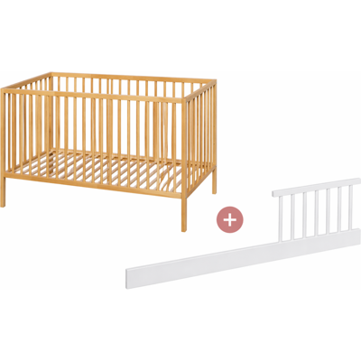 PETITE&MARS Postieľka drevená Nela Beech Wood 120x60 cm s bočnicou Side PETITE&MARS Postieľka drevená Nela Beech Wood 120x60 cm s bočnicou Side