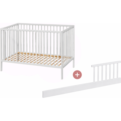 PETITE&MARS Postieľka drevená Nela White Wood 120x60 cm s bočnicou Side PETITE&MARS Postieľka drevená Nela White Wood 120x60 cm s bočnicou Side