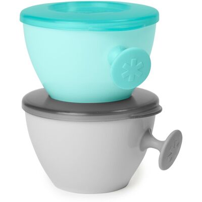 SKIP HOP Misky s vrchnákom a držiakom Easy Grab Grey,Teal 2 x 240 ml, 3m+ SKIP HOP Misky s vrchnákom a držiakom Easy Grab Grey,Teal 2 x 240 ml, 3m+