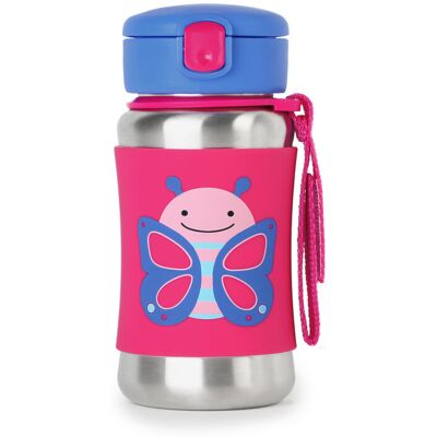 SKIP HOP Zoo Motýlik 350ml,SKIP HOP Zoo Fľaša so slamkou na vodu nerez Motýlik 12m+ SKIP HOP Zoo Motýlik 350ml,SKIP HOP Zoo Fľaša so slamkou na vodu nerez Motýlik 12m+