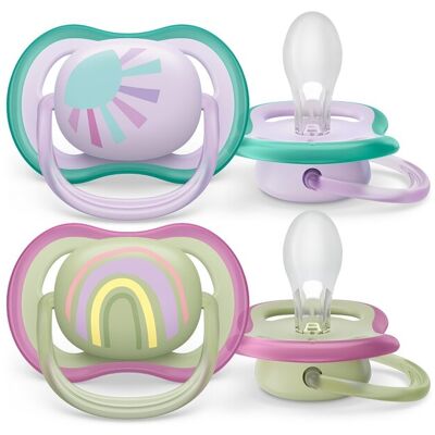Philips AVENT Cumlík Ultra air obrázok 0-6m dievča (dúha) 2ks Philips AVENT Cumlík Ultra air obrázok 0-6m dievča (dúha) 2ks