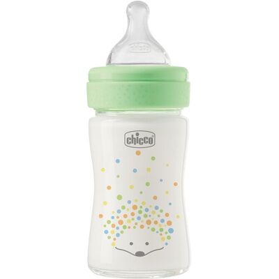 CHICCO Dojčenská sklenená fľaša Perfect Easy 150 ml, pomalý silikónový prietok, neutrálna, 0m+ CHICCO Dojčenská sklenená fľaša Perfect Easy 150 ml, pomalý silikónový prietok, neutrálna, 0m+