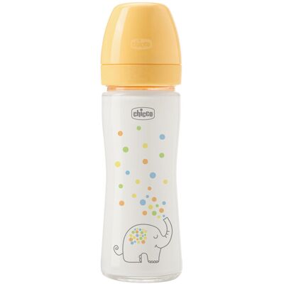 CHICCO Dojčenská sklenená fľaša Perfect Easy 240 ml, pomalý silikónový prietok, neutrálna, 0m+ CHICCO Dojčenská sklenená fľaša Perfect Easy 240 ml, pomalý silikónový prietok, neutrálna, 0m+