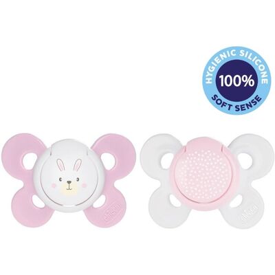 CHICCO Cumlík Physio Comfort silikónový 2-6m dievča - zajačik/bodky 2 ks CHICCO Cumlík Physio Comfort silikónový 2-6m dievča - zajačik/bodky 2 ks