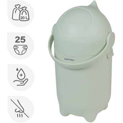 NATTOU Kôš na plienky Dropy Green 27 cm, 20l NATTOU Kôš na plienky Dropy Green 27 cm, 20l