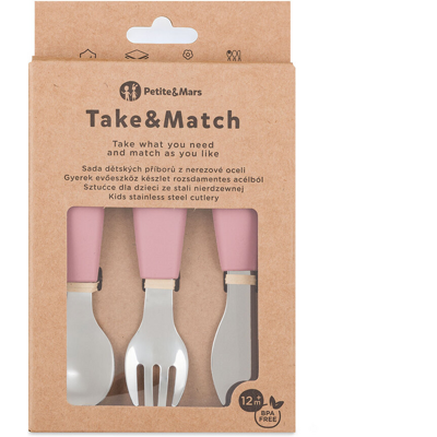 PETITE&MARS Sada príborov s nerezovej ocele Take&Match Dusty Rose 12m+ PETITE&MARS Sada príborov s nerezovej ocele Take&Match Dusty Rose 12m+