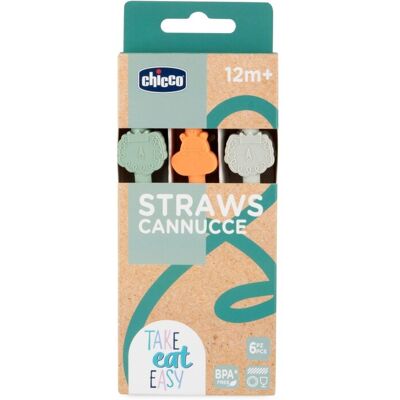 CHICCO Slamky silikónové 6 ks, 12m+ CHICCO Slamky silikónové 6 ks, 12m+