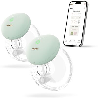 NENO Odsávačka mlieka Ovio Twin Duo bezdrôtová hands-free mušľová 3-fázová s aplikáciou, 2 × 180 ml NENO Odsávačka mlieka Ovio Twin Duo bezdrôtová hands-free mušľová 3-fázová s aplikáciou, 2 × 180 ml