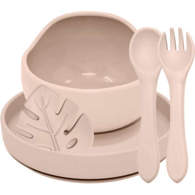 PETITE&MARS Set jedálenský silikónový TAKE&MATCH 4 ks Desert Sand 6m+ PETITE&MARS Set jedálenský silikónový TAKE&MATCH 4 ks Desert Sand 6m+