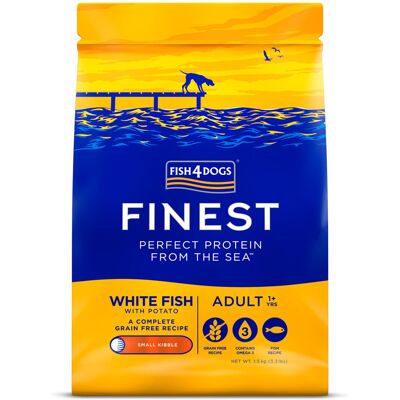 FISH4DOGS Granule malé pre dospelých psov Finest biela ryba so zemiakmi 1,5kg, 1+ FISH4DOGS Granule malé pre dospelých psov Finest biela ryba so zemiakmi 1,5kg, 1+