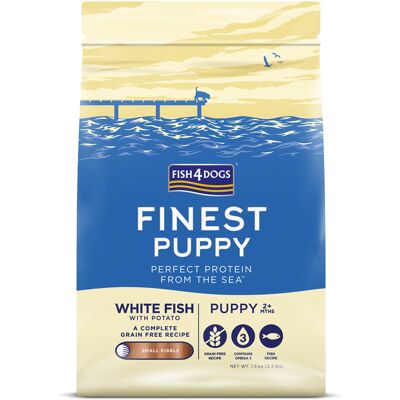 FISH4DOGS Granule malé pre šteniatka Finest biela ryba so zemiakmi 1,5kg, 2m+ FISH4DOGS Granule malé pre šteniatka Finest biela ryba so zemiakmi 1,5kg, 2m+