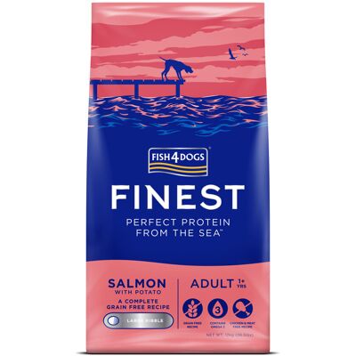 FISH4DOGS Granule veľké pre dospelých psov Finest losos so zemiakmi 12kg, 1+ FISH4DOGS Granule veľké pre dospelých psov Finest losos so zemiakmi 12kg, 1+