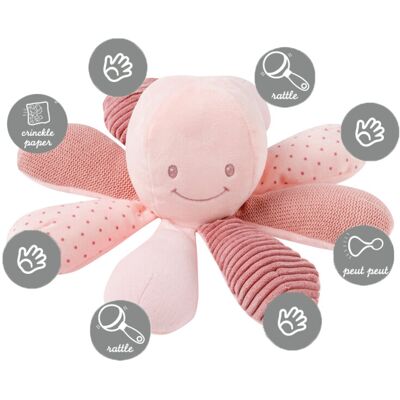 NATTOU Hračka chobotnička edukačná 8 aktivít Lapidou pink NATTOU Hračka chobotnička edukačná 8 aktivít Lapidou pink