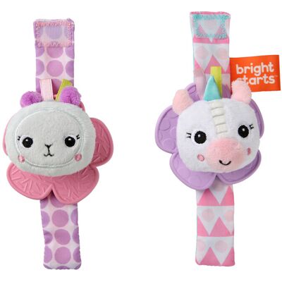 BRIGHT STARTS Hrkálka s hryzačkou na ruku 2 ks jednorožec/lama 0m+ BRIGHT STARTS Hrkálka s hryzačkou na ruku 2 ks jednorožec/lama 0m+