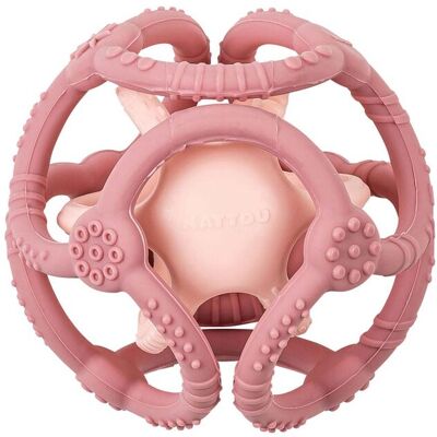 NATTOU Hryzačka silikónová lopta 2v1 bez BPA 10 cm ružová NATTOU Hryzačka silikónová lopta 2v1 bez BPA 10 cm ružová