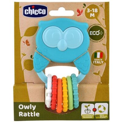 Chicco Chrastítko sova s kroužky,CHICCO Hryzačka s hrkálkou so senzorickými krúžkami Eco+ Sova Owly 3m+ Chicco Chrastítko sova s kroužky,CHICCO Hryzačka s hrkálkou so senzorickými krúžkami Eco+ Sova Owly 3m+