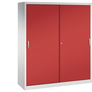 C+P ACURADO skriňa s posuvnými dverami, 8 políc x š x h 1950 x 1600 x 500 mm, svetlošedá / ohnivo červená