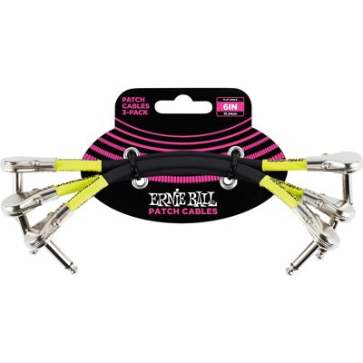Ernie Ball 6" Flat Patch Cable Black 3 Pack Ernie Ball 6" Flat Patch Cable Black 3 Pack