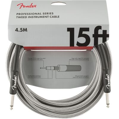 Fender Professional Series 15' Instrument Cable White Tweed Fender Professional Series 15' Instrument Cable White Tweed