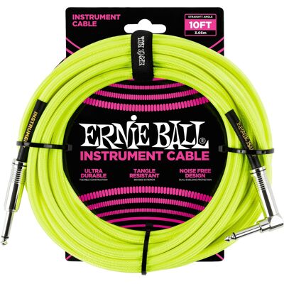 Ernie Ball 10' Braided Cable Neon Yellow Ernie Ball 10' Braided Cable Neon Yellow