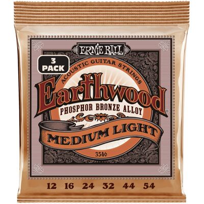 Ernie Ball 3546 Earthwood Phosphor Bronze Medium-Light 3 Pack Ernie Ball 3546 Earthwood Phosphor Bronze Medium-Light 3 Pack