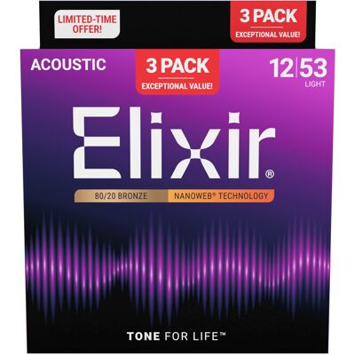 Elixir Nanoweb 80/20 Bronze Light 3-Pack Elixir Nanoweb 80/20 Bronze Light 3-Pack