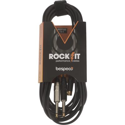 Bespeco ROCKIT Interlink Cable Jack 3,5 TRS M 90° - 2x Jack TS 5 m Bespeco ROCKIT Interlink Cable Jack 3,5 TRS M 90° - 2x Jack TS 5 m
