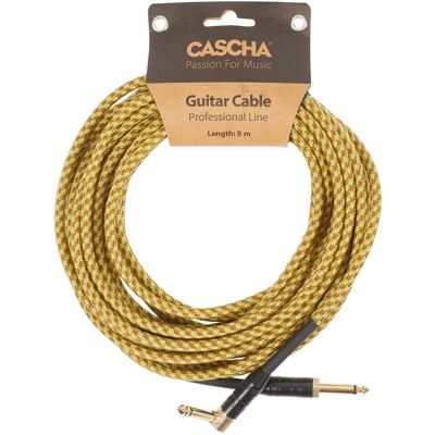 Cascha Professional Line Guitar Cable, Angled, Tweed Natural, 9 m Cascha Professional Line Guitar Cable, Angled, Tweed Natural, 9 m