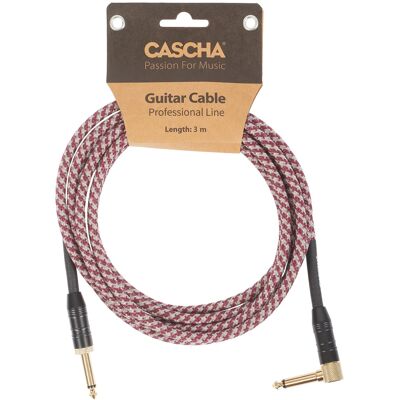 Cascha Professional Line Guitar Cable, Angled, Tweed Red, 3 m Cascha Professional Line Guitar Cable, Angled, Tweed Red, 3 m