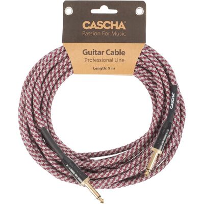 Cascha Professional Line Guitar Cable, Straight, Tweed Red, 9 m Cascha Professional Line Guitar Cable, Straight, Tweed Red, 9 m