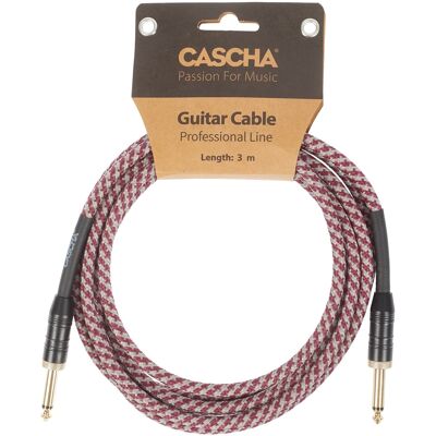Cascha Professional Line Guitar Cable, Straight, Tweed Red, 3 m Cascha Professional Line Guitar Cable, Straight, Tweed Red, 3 m